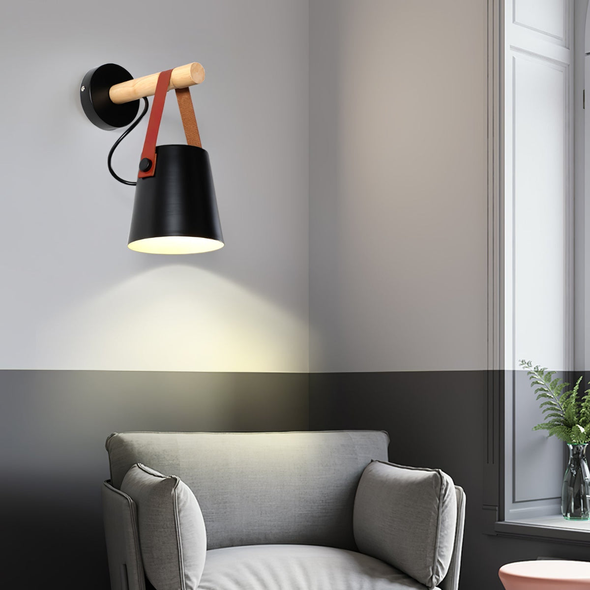 Virixon aplique de pared de madera y cuero