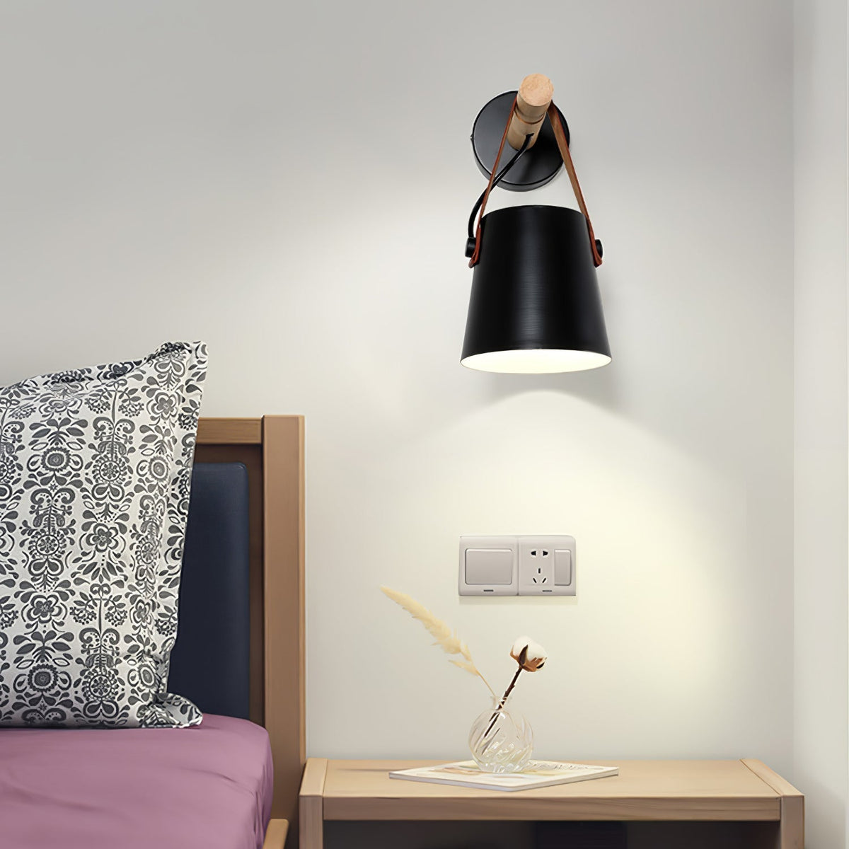 Virixon aplique de pared de madera y cuero
