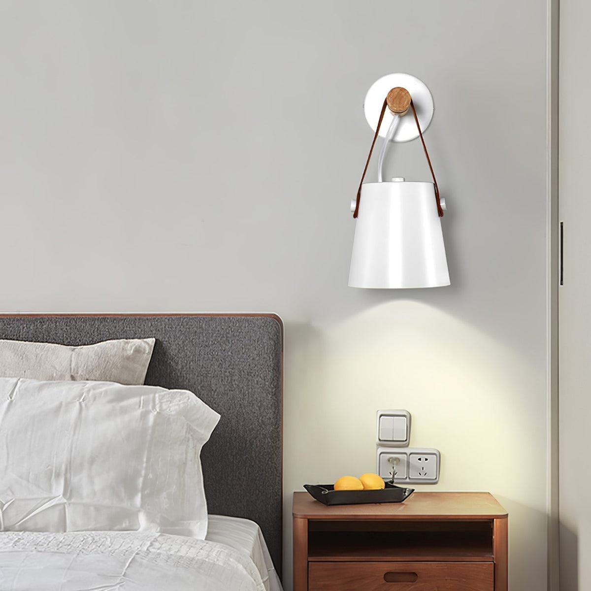 Virixon aplique de pared de madera y cuero