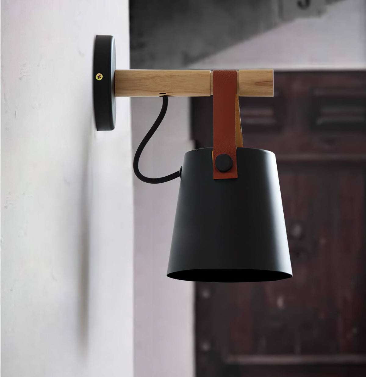 Virixon aplique de pared de madera y cuero