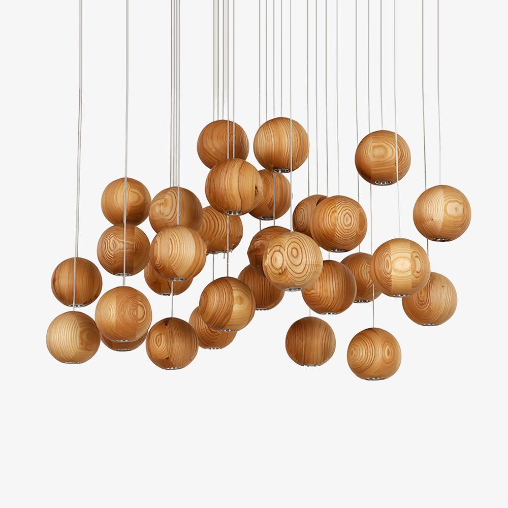 Vixor lámpara colgante nórdica de madera con esfera globular en racimo