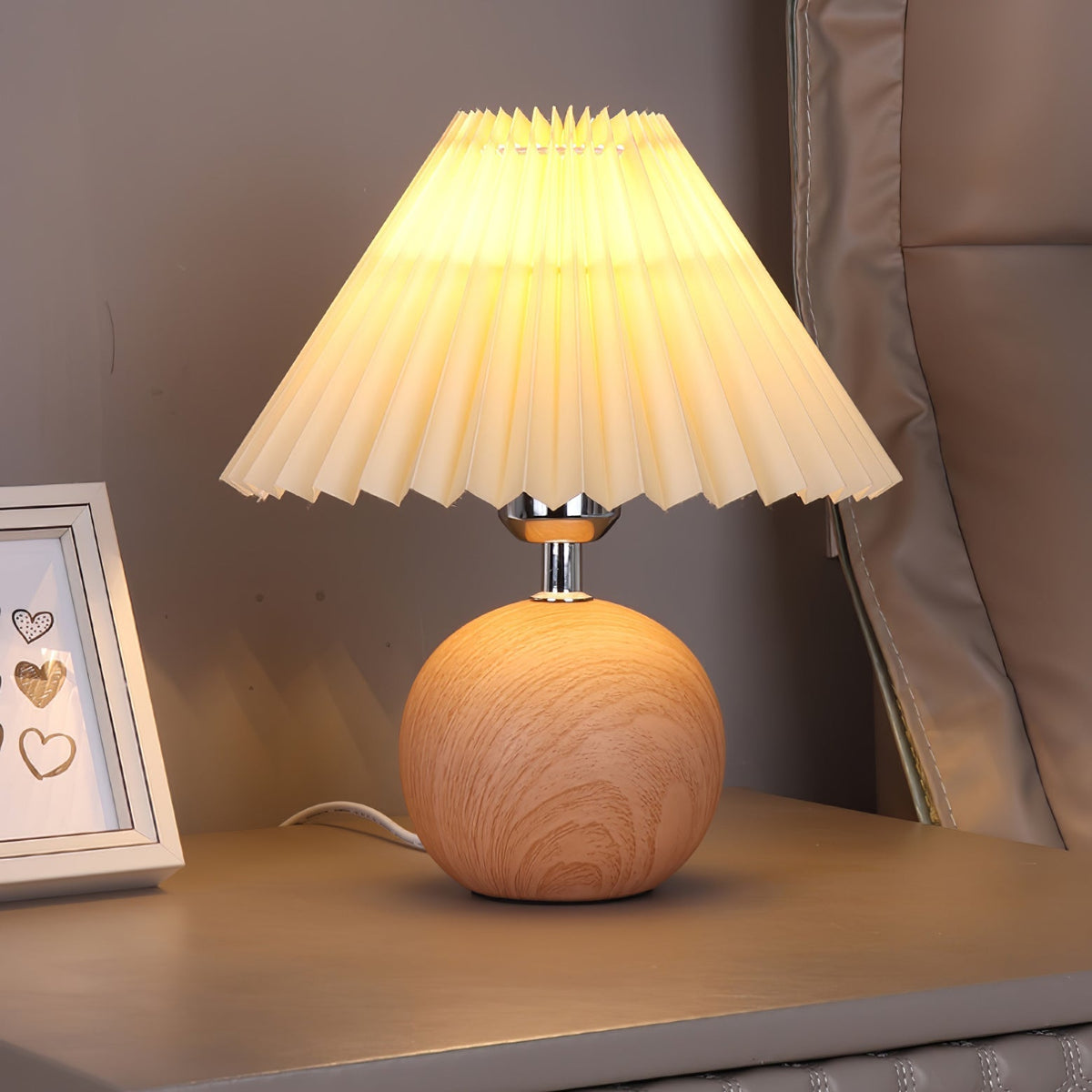 Zesilon lámpara de mesa de bola de madera