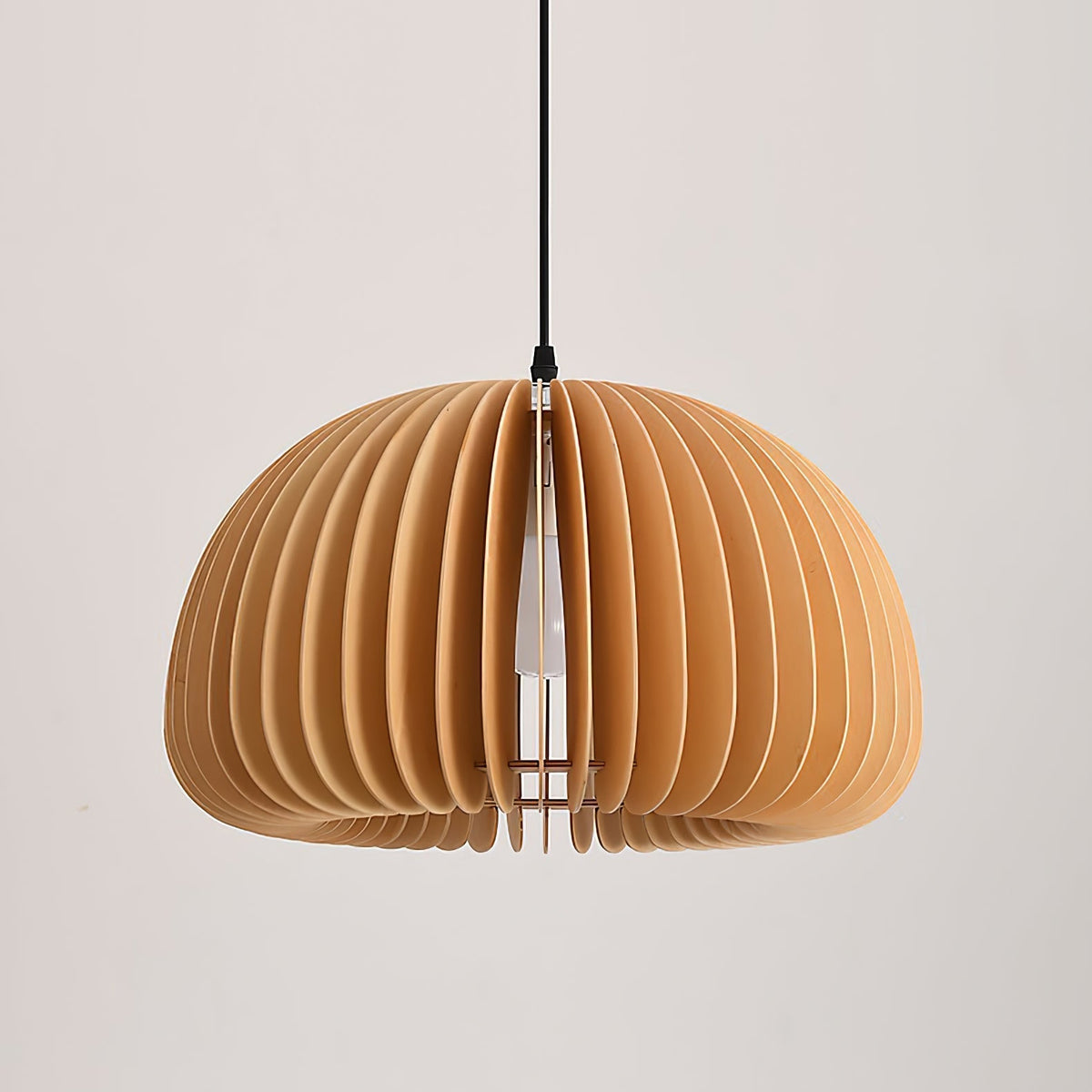Doren lámpara colgante de madera cúpula calabaza nórdica