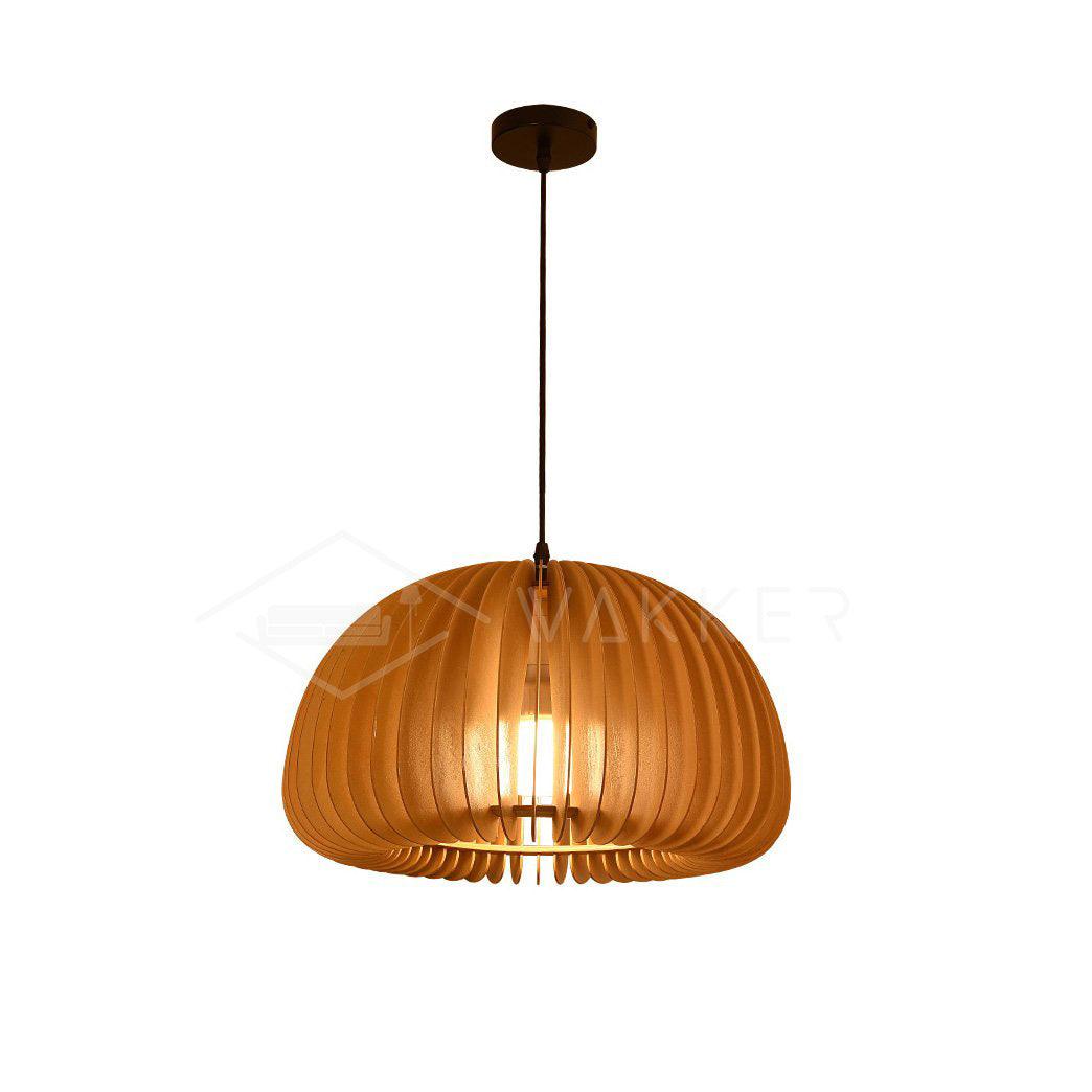 Doren lámpara colgante de madera cúpula calabaza nórdica