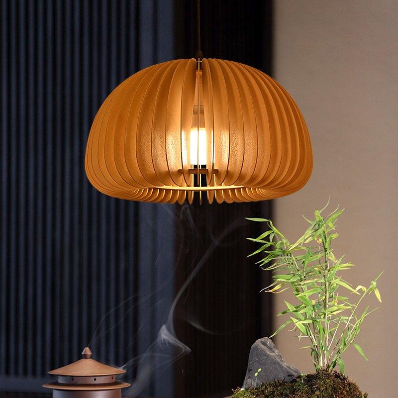 Doren lámpara colgante de madera cúpula calabaza nórdica