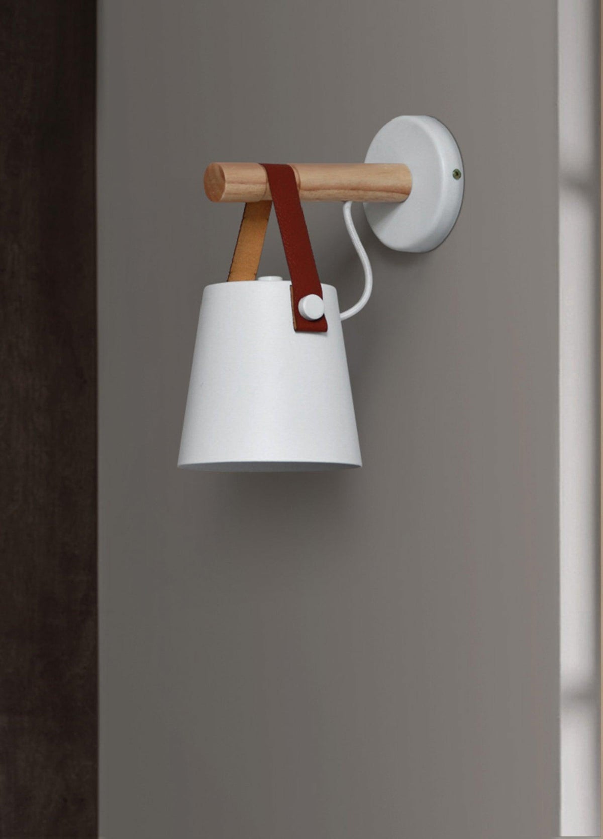 Virixon aplique de pared de madera y cuero
