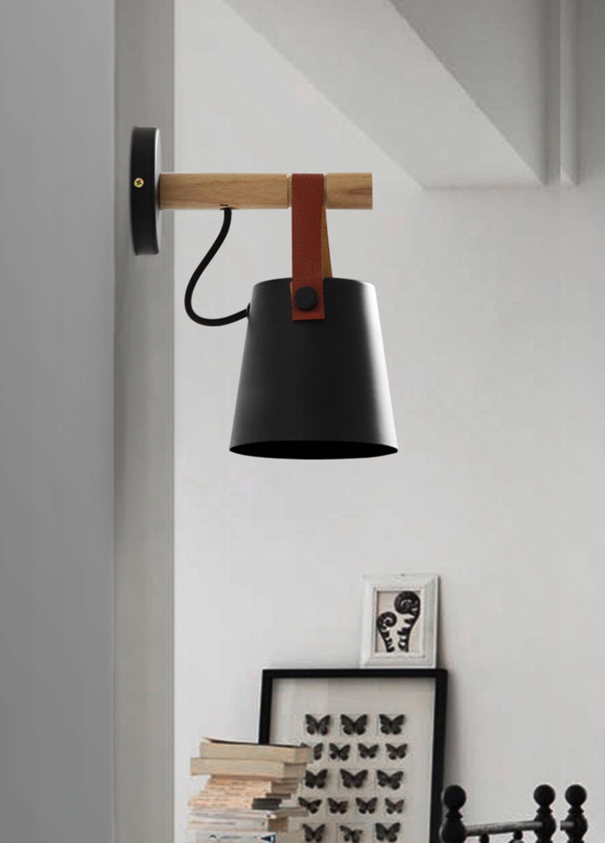 Virixon aplique de pared de madera y cuero