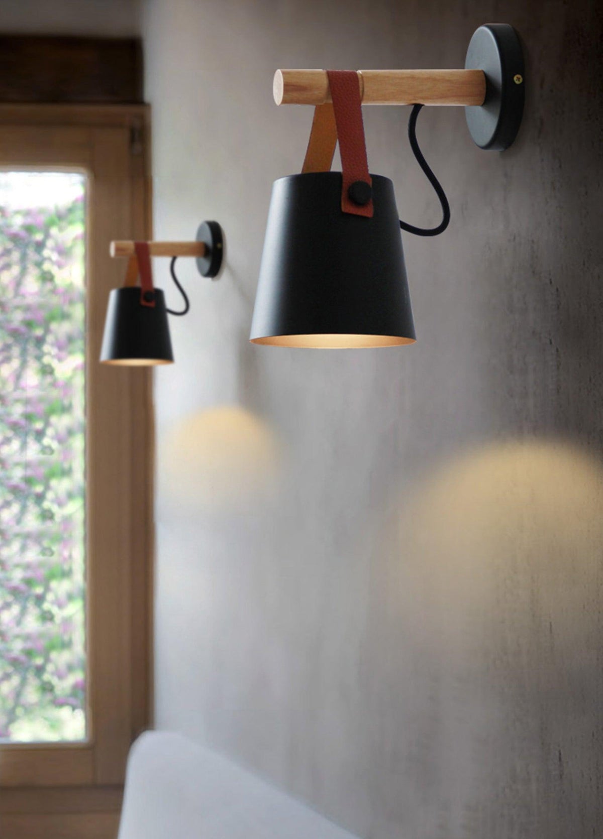 Virixon aplique de pared de madera y cuero