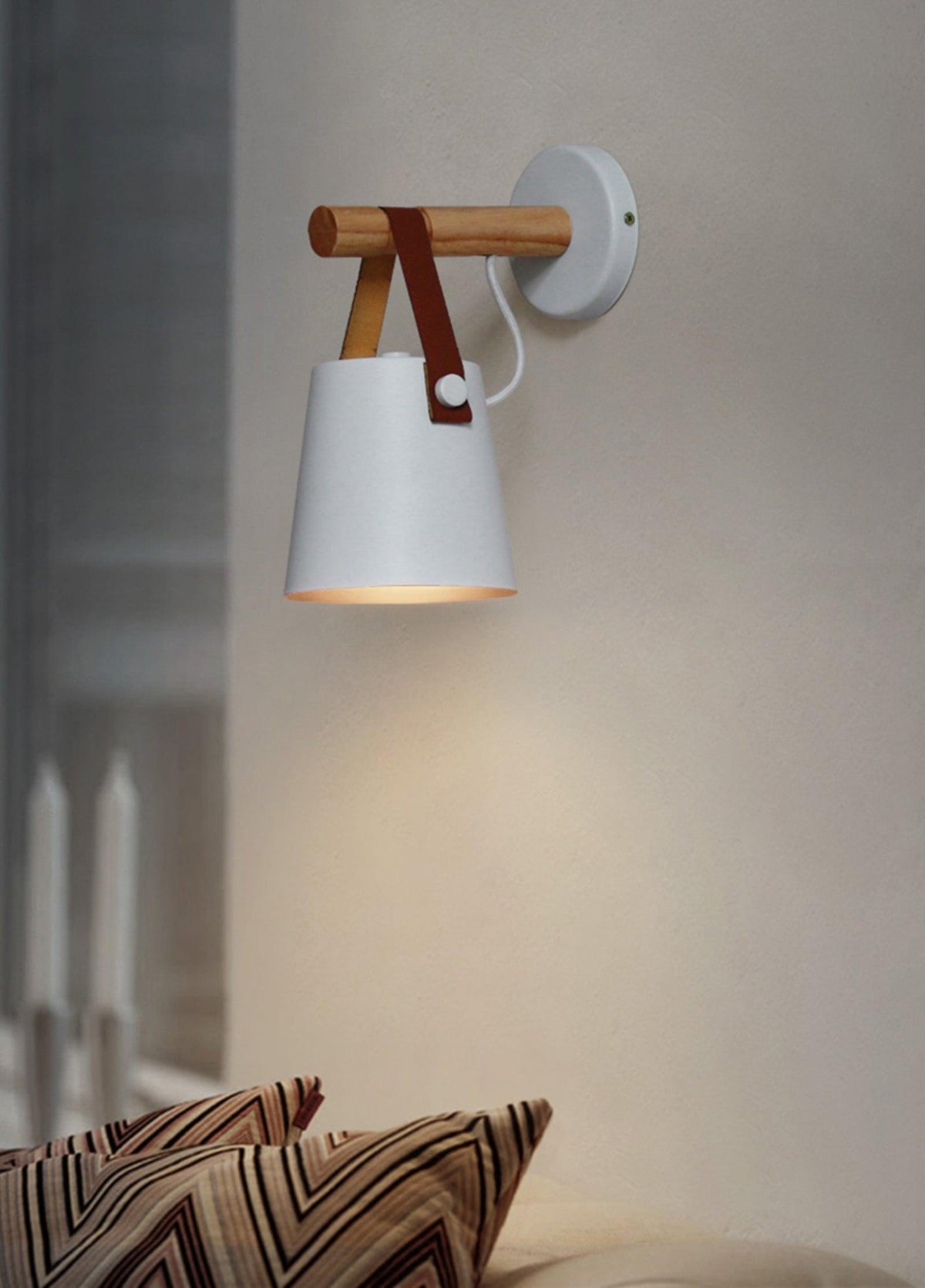 Virixon aplique de pared de madera y cuero