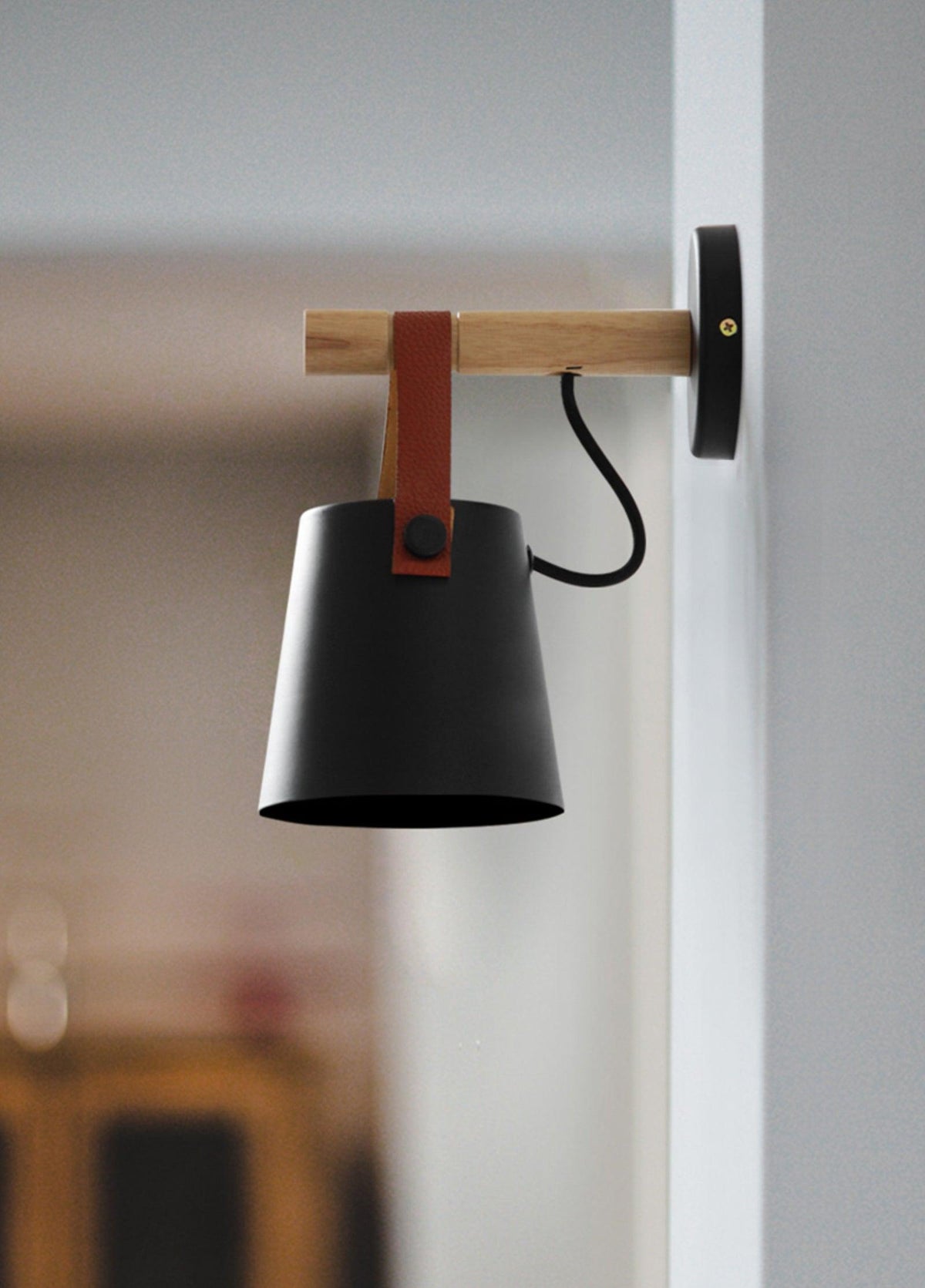 Virixon aplique de pared de madera y cuero