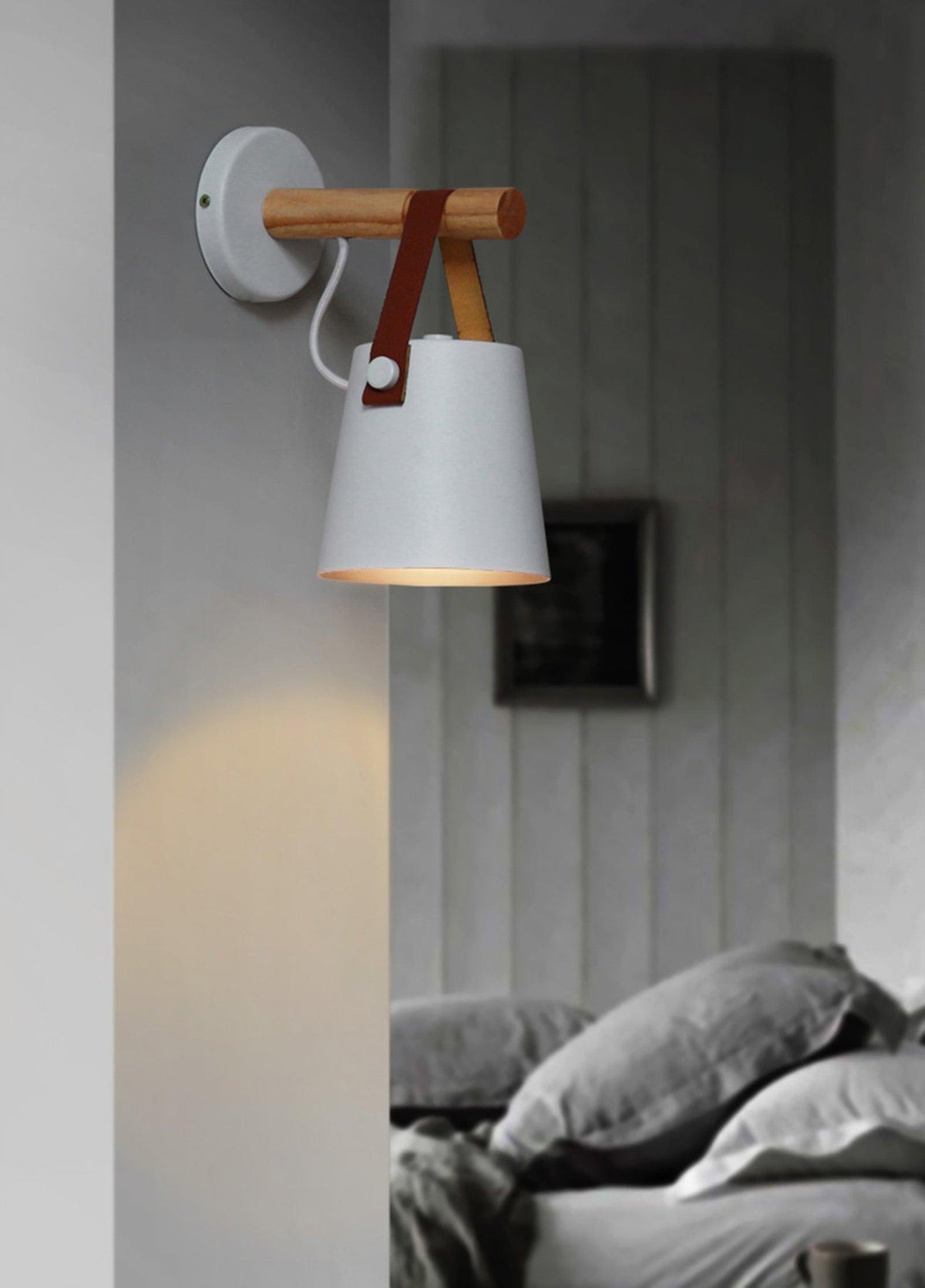 Virixon aplique de pared de madera y cuero