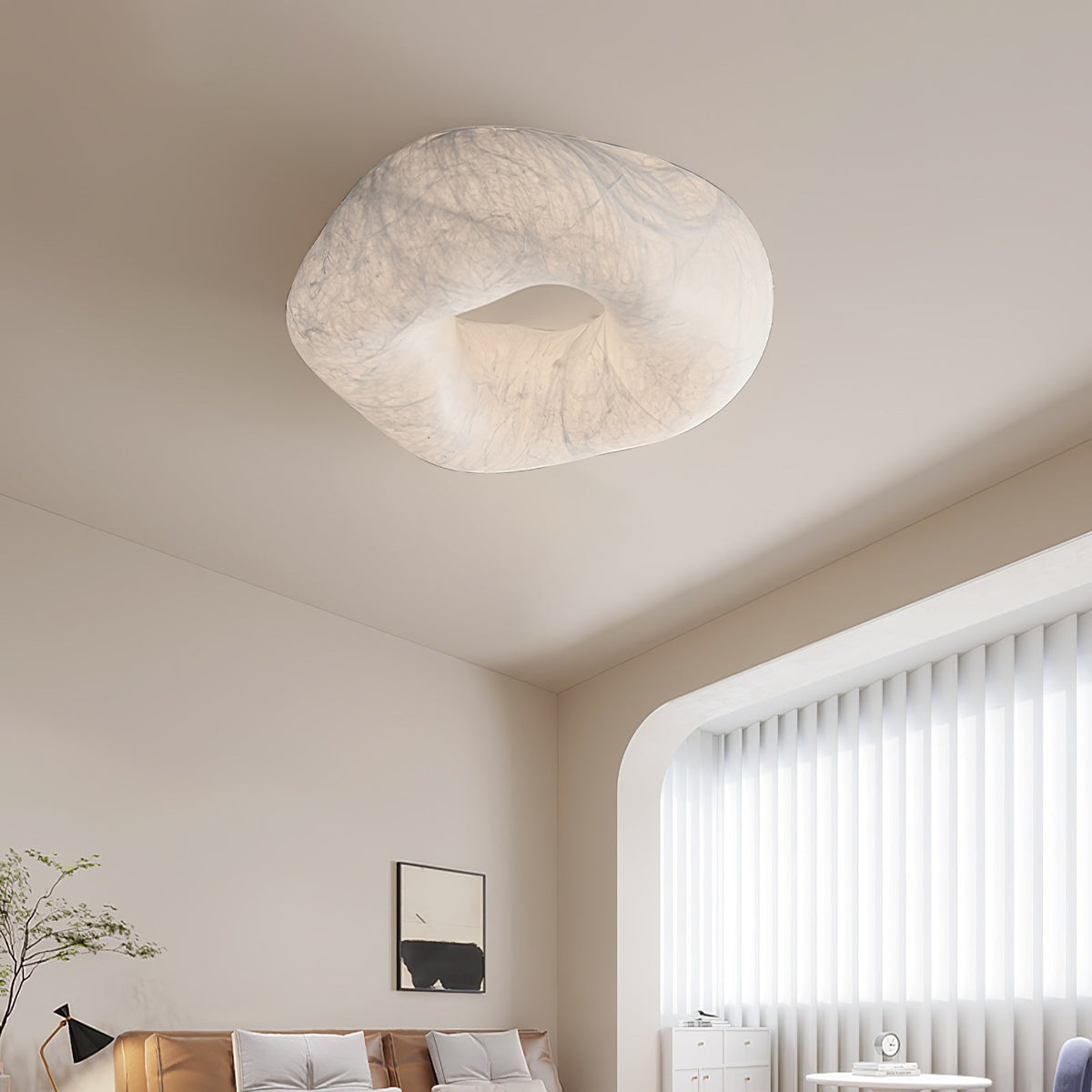Calerelle lámpara de techo forma nube seda elegante