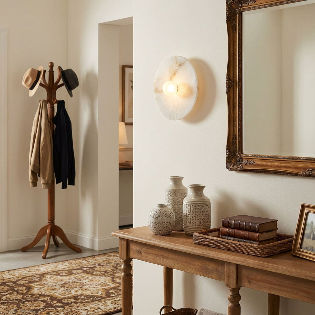 Nivaenne aplique de pared con placa trasera de alabastro