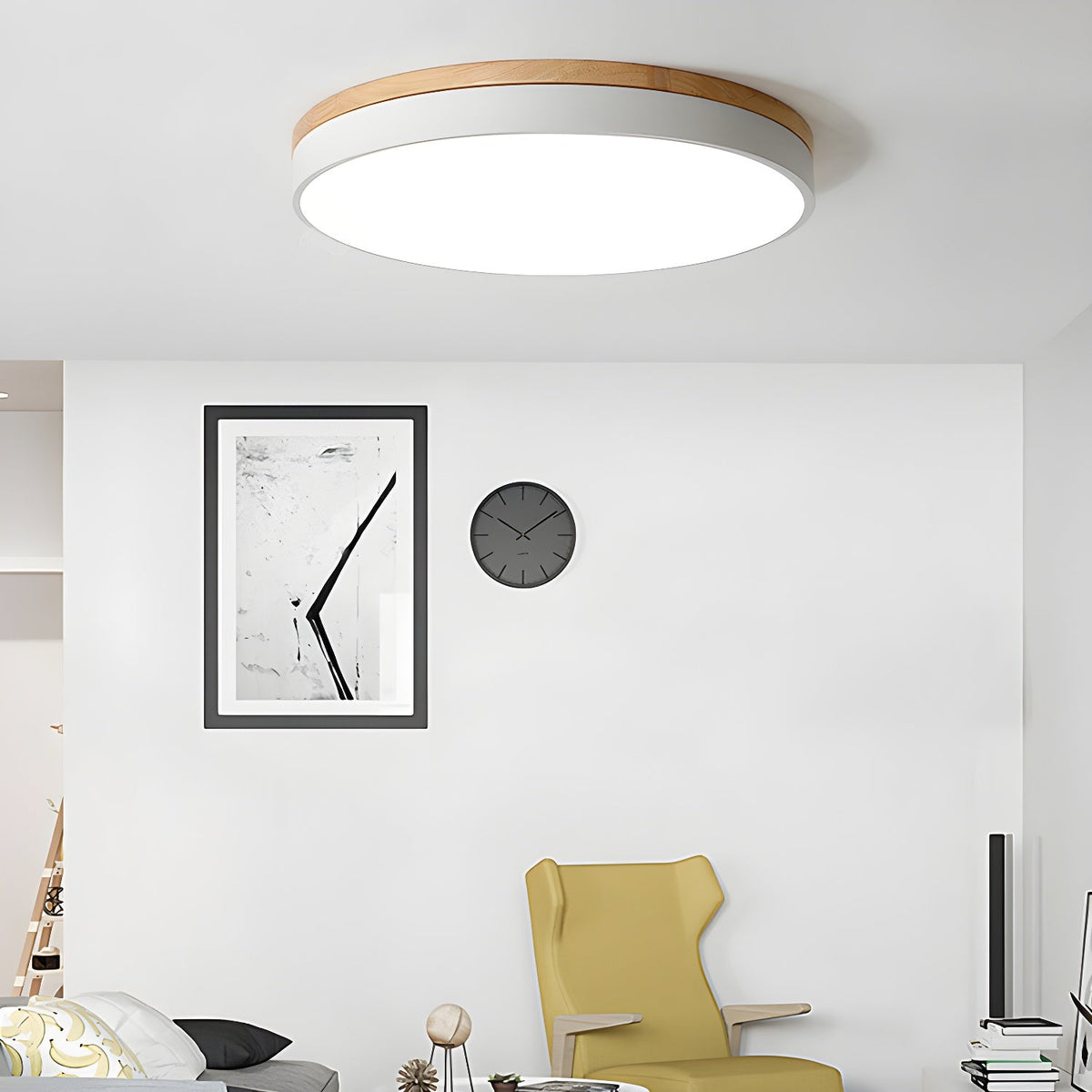 Mireth lámpara de techo circular de madera gris moderna minimalista
