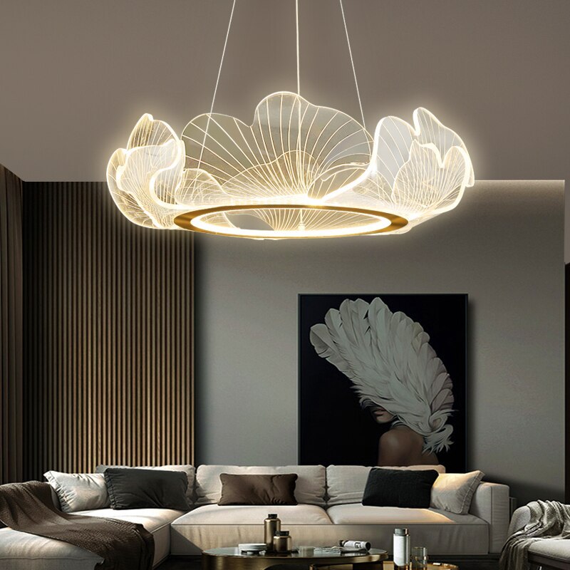 Kristy Moderna Decorativa Flor Metal/Acrílico Lámpara Colgante Dorada