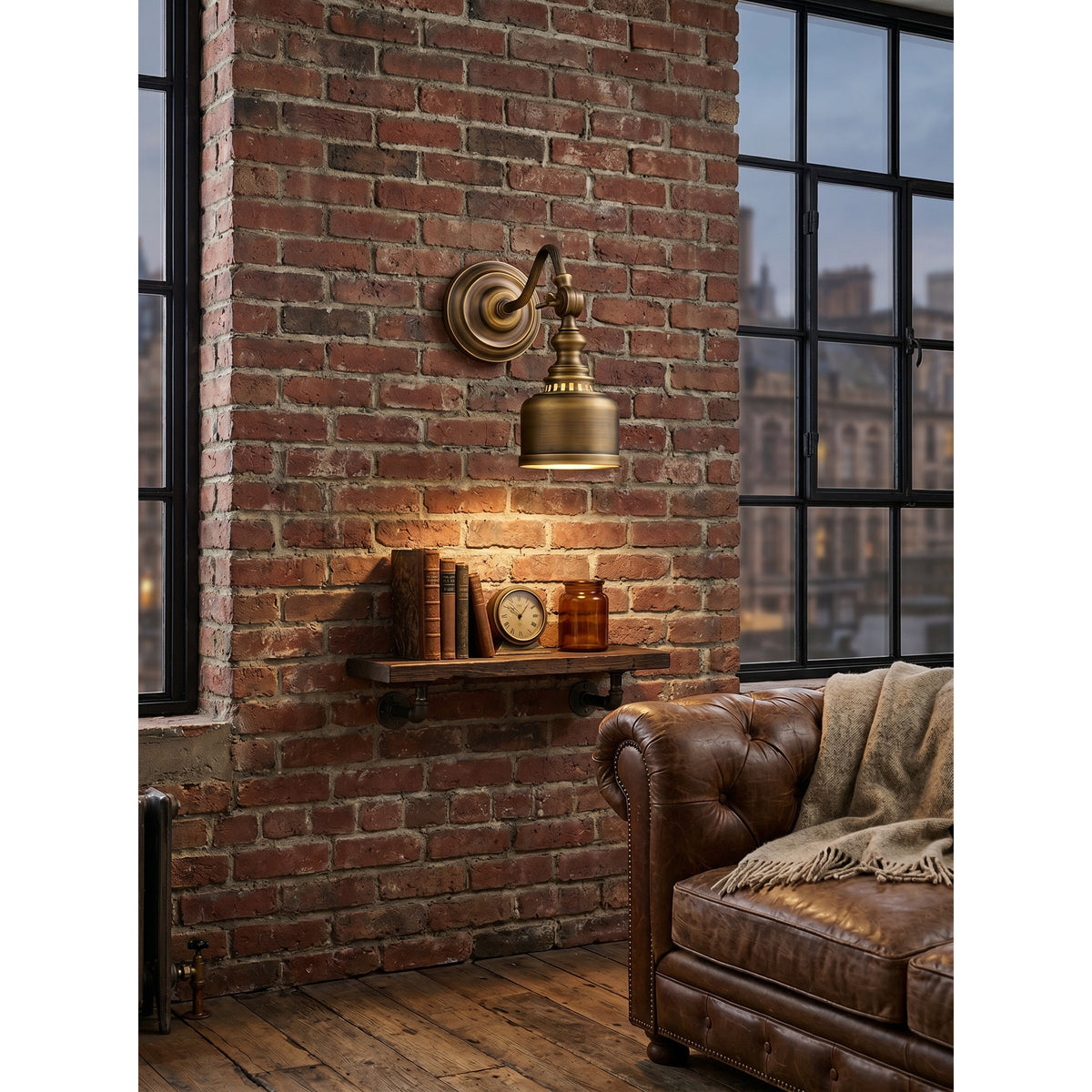 Orelelenne aplique de pared Gooseneck