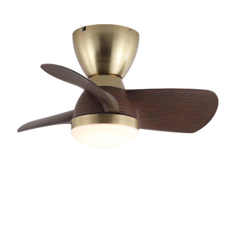 Aldiian ventilador de techo con luz minimalista de latón y madera de nogal