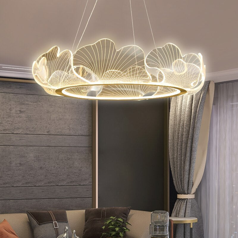Kristy Moderna Decorativa Flor Metal/Acrílico Lámpara Colgante Dorada