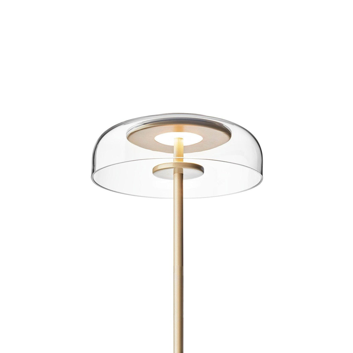 Rinelette lámpara de mesa con pantalla de vidrio transparente y base de madera