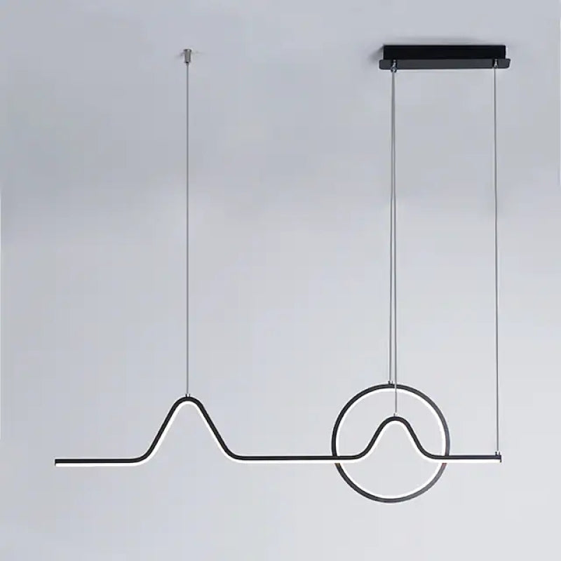 Modern Lineal Metal/Gel de Sílice Lámpara Colgante Negra/Oro