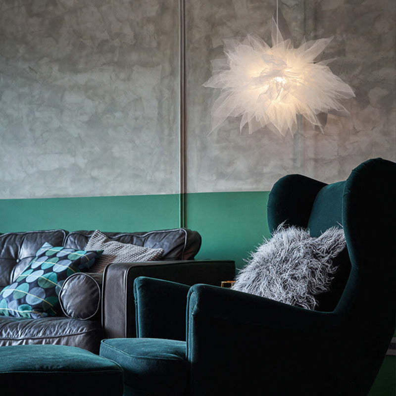 Arisha Nórdica Diseño Flor Textil Lámpara Colgante Blanca