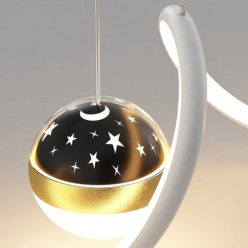 Arisha Nórdica Globo/Ola Metal/Acrílico Lámpara Colgante Negra/Blanca/Dorada