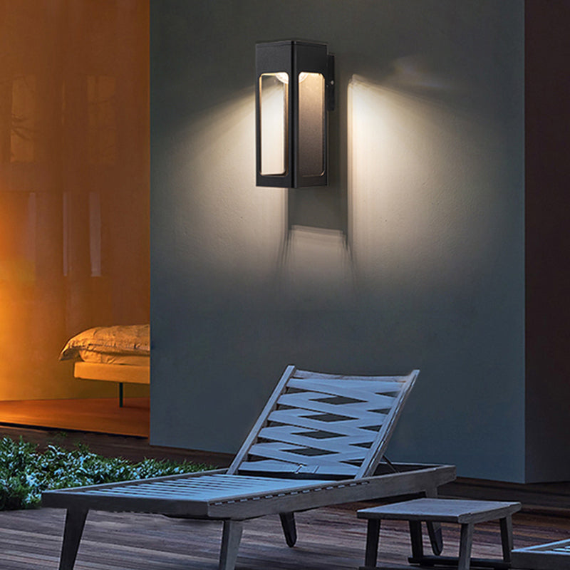 Ray Moderno Rectangular Aplique de Pared Exterior Negro