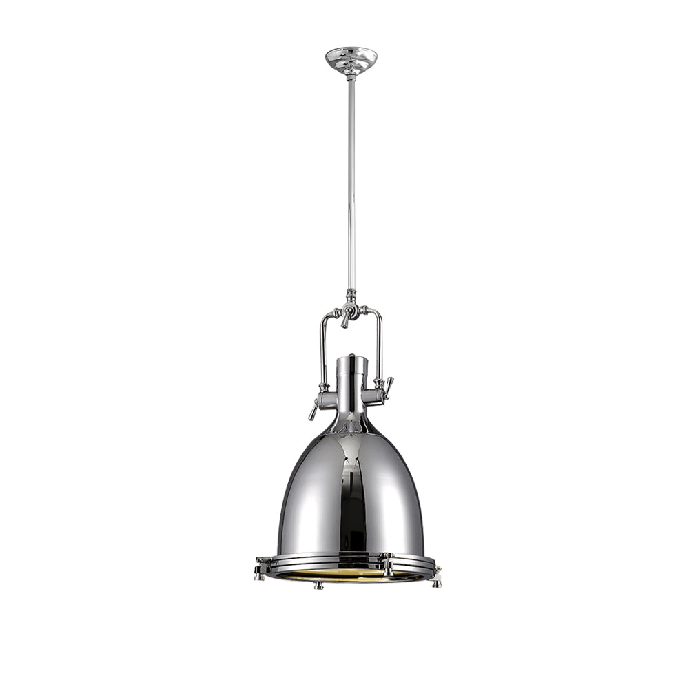 Silven lámpara colgante de latón con cúpula ribeteada industrial