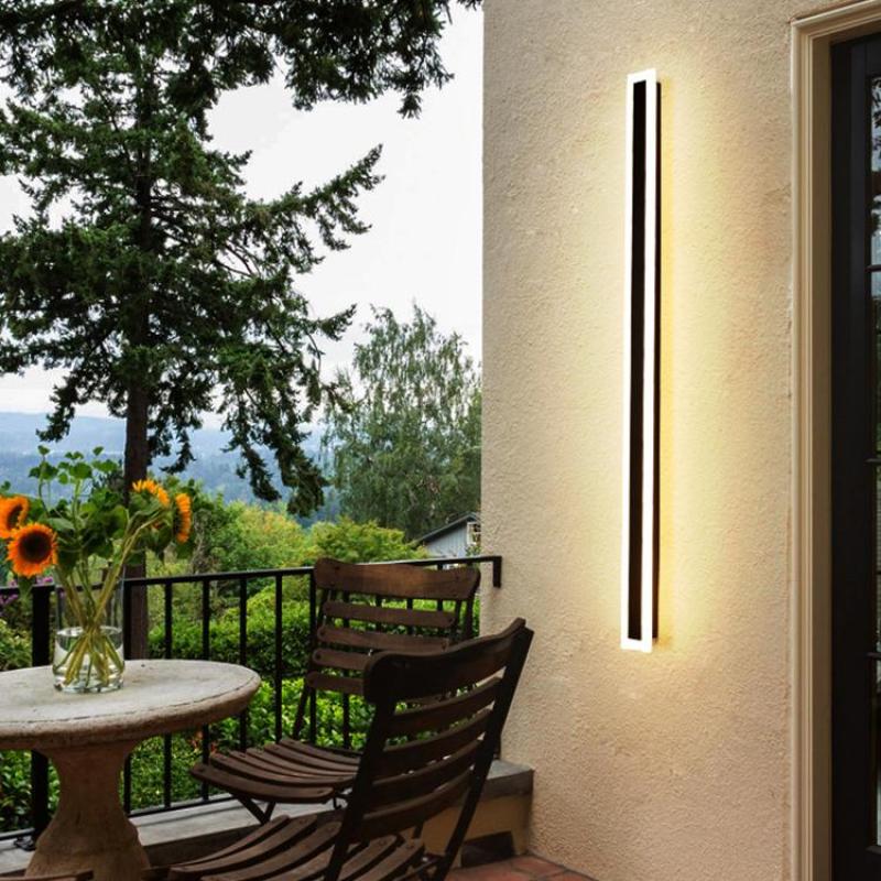 Ray Moderna Lineal Metal Aplique de Pared Exterior Negra