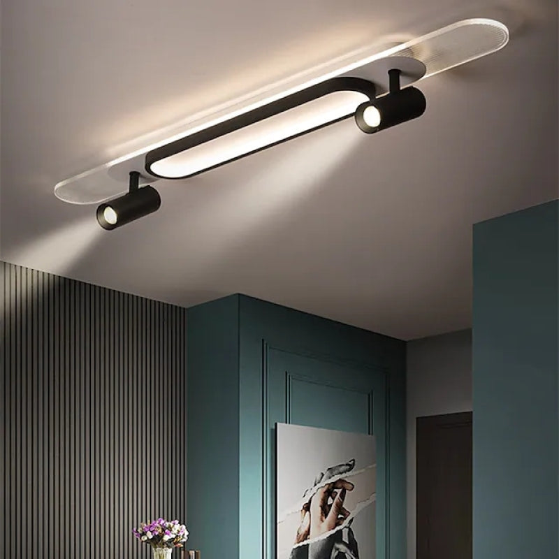 Aim Moderna Rectangular Metal LED Lámpara de Techo Blanca