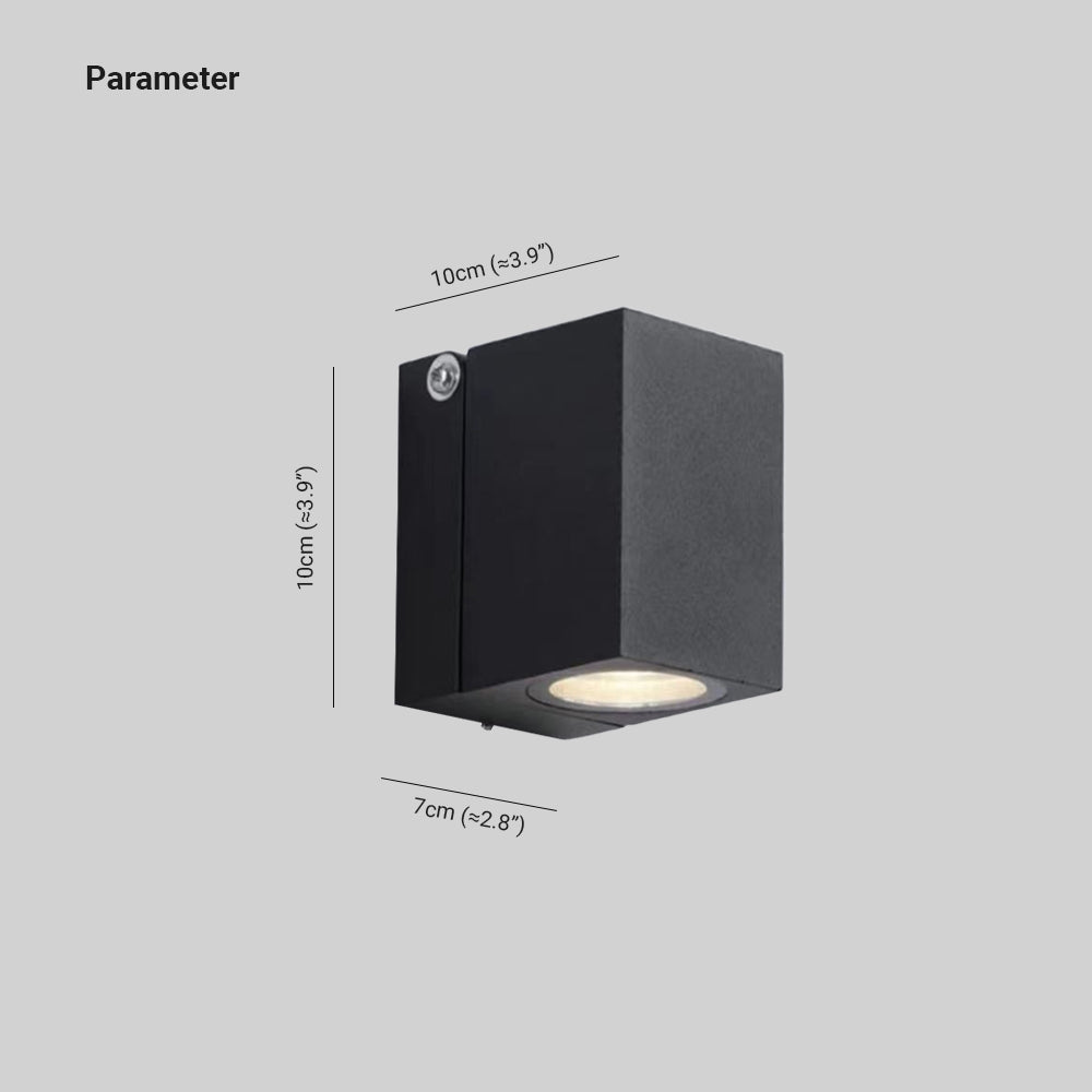 Ray Minimalista Foco Rectangular Metal Aplique de Pared Exterior Negro