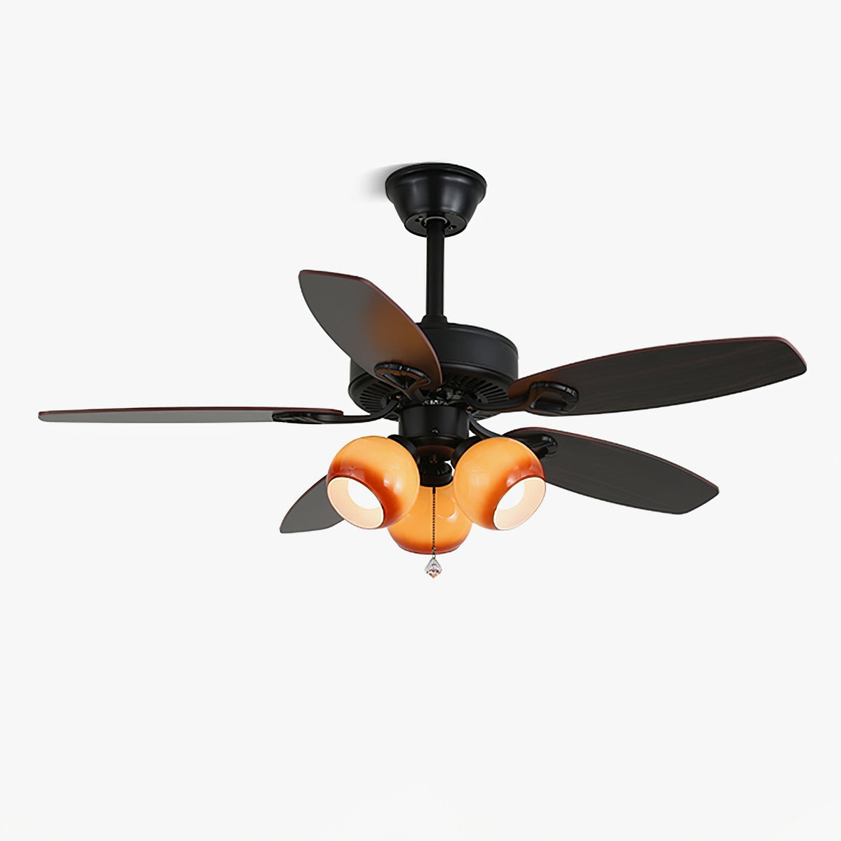Elvael ventilador de techo con luz clásico de madera y vidrio