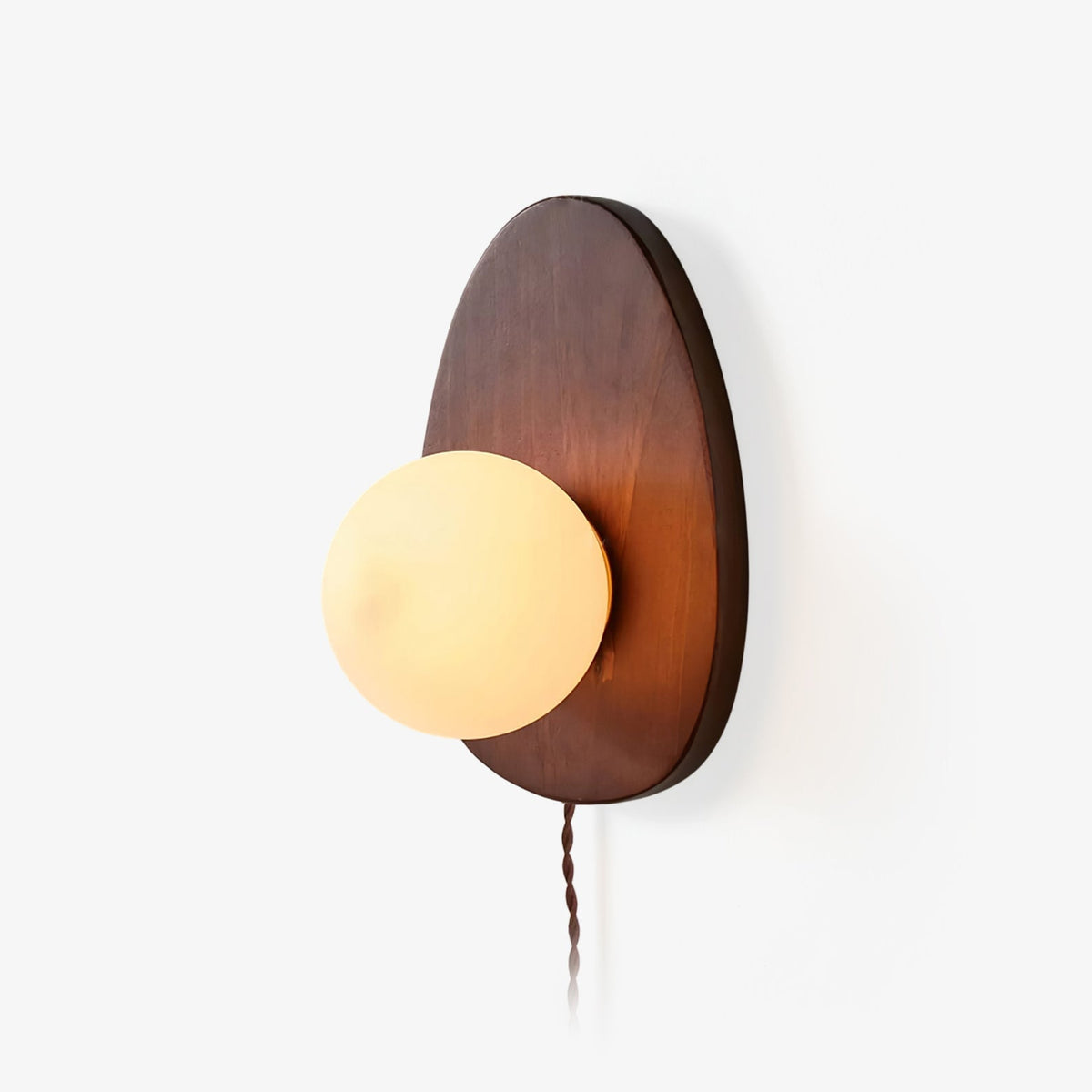 Nylaeiel aplique de pared de estilo nórdico con casquillo de enchufe en madera de nogal y vidrio enchufable