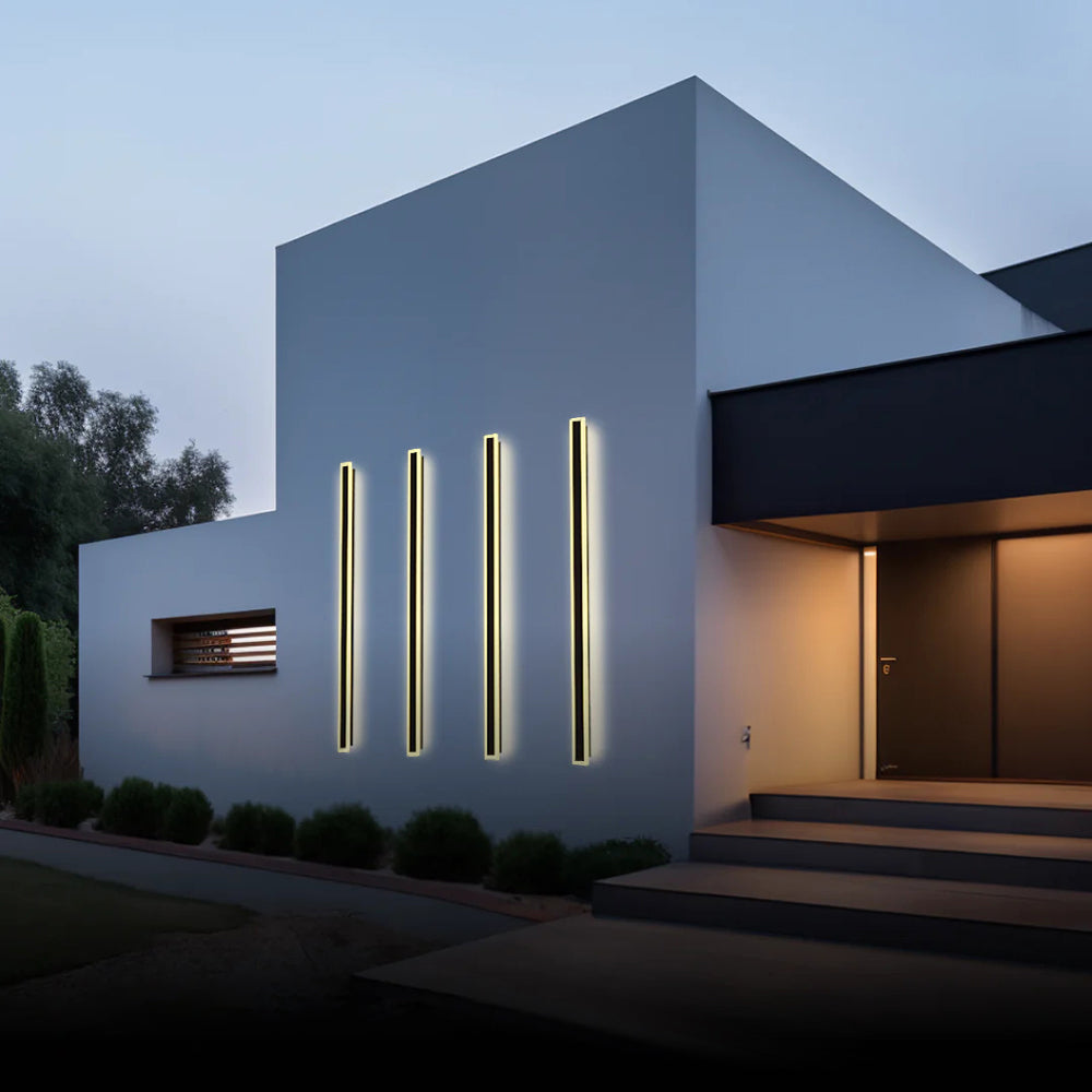 Ray Moderna Lineal Metal Aplique de Pared Exterior Negra