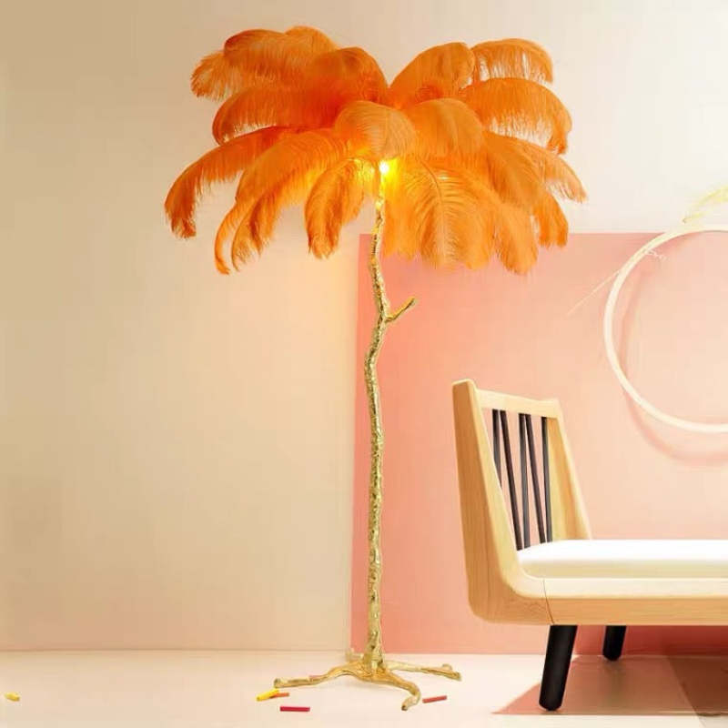 O'Moore Luxury Árbol Pluma/Resina Lámpara de Pie/Mesa