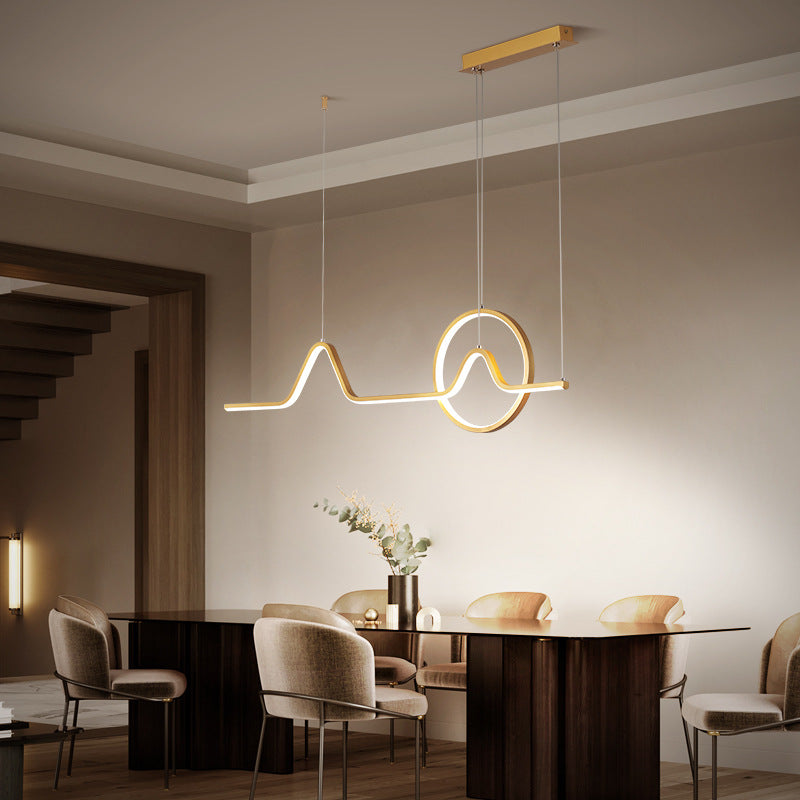 Modern Lineal Metal/Gel de Sílice Lámpara Colgante Negra/Oro