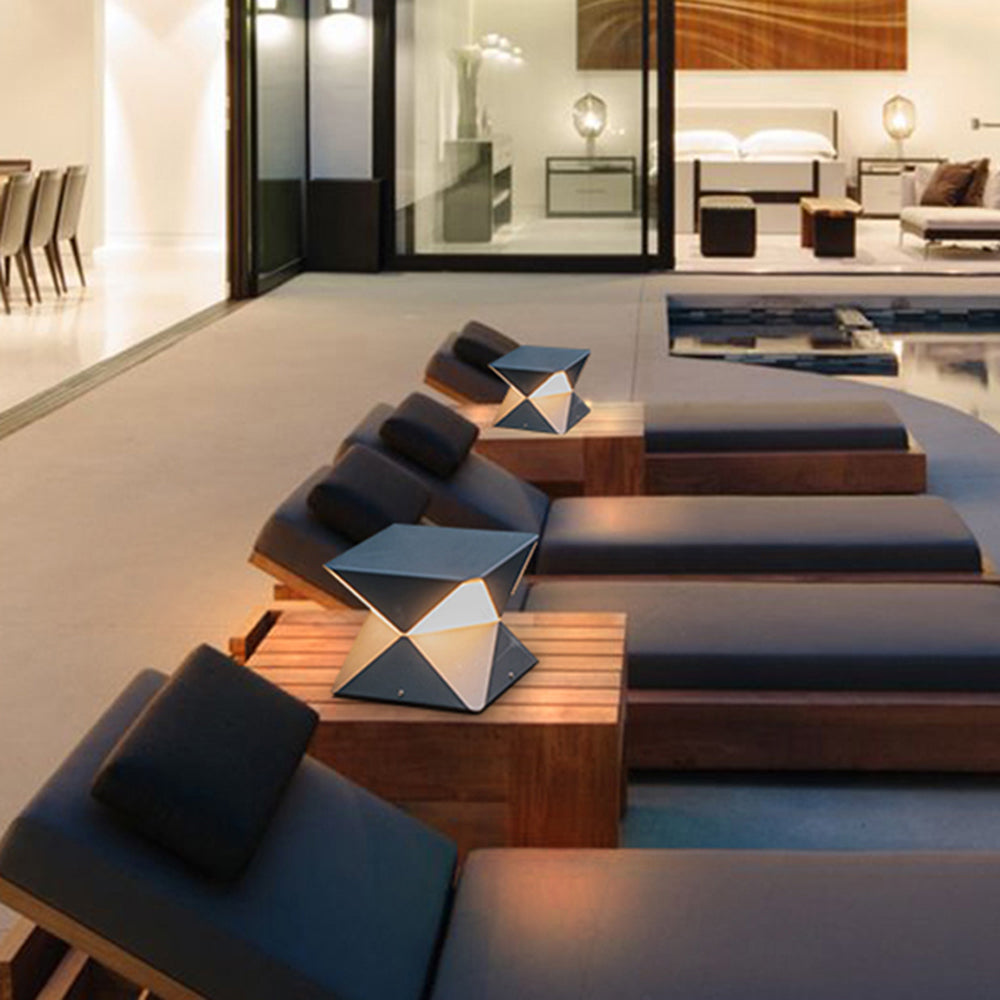 Ray Minimalista Poliédrica Metal Lámpara De Pie Exterior Patio