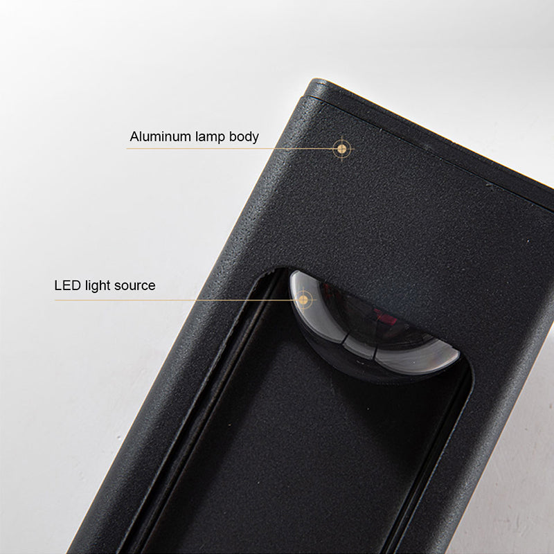 Ray Moderno Rectangular Aplique de Pared Exterior Negro