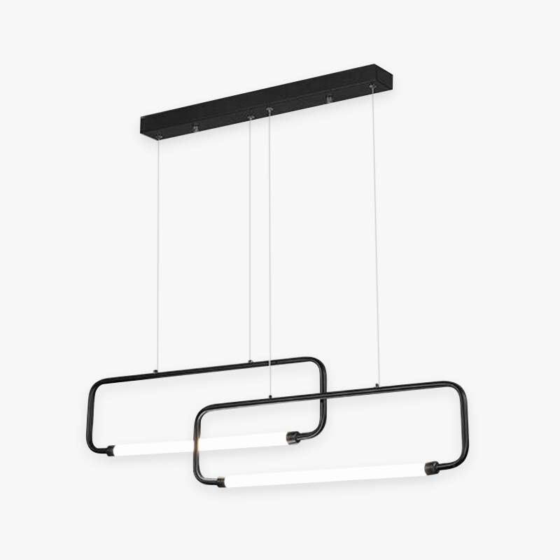 Arisha Moderna Rectangular Metal Lámpara Colgante, Negra/Dorada