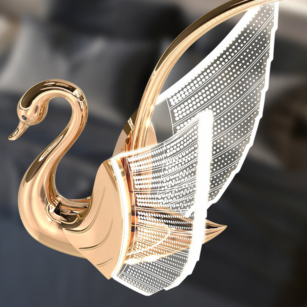 Arisha Moderna Diseño Metal Cisne Lámpara Colgante Dorada/Dorada Rosa