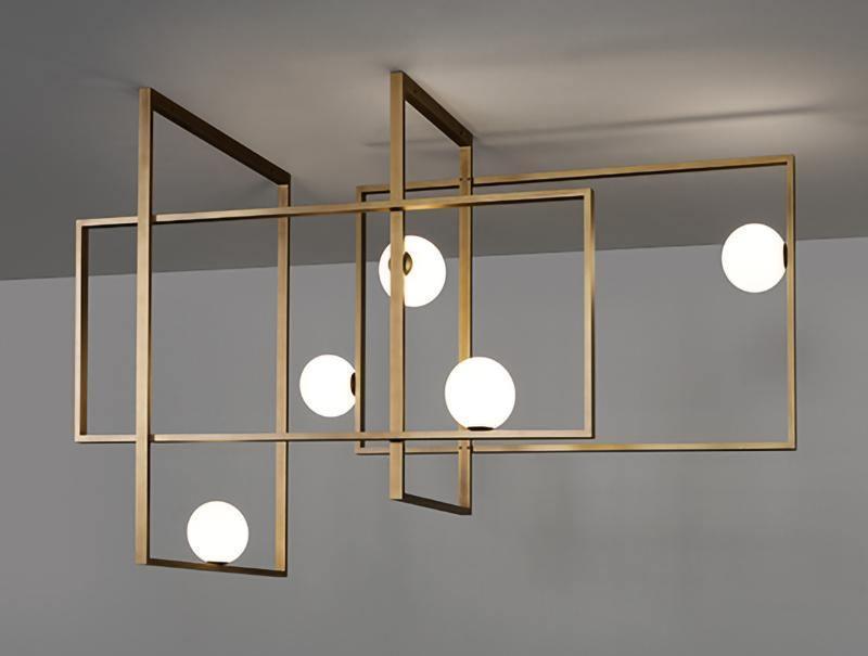 Veliiel lámpara de araña Mondrian vidrio latón Geométrico moderna