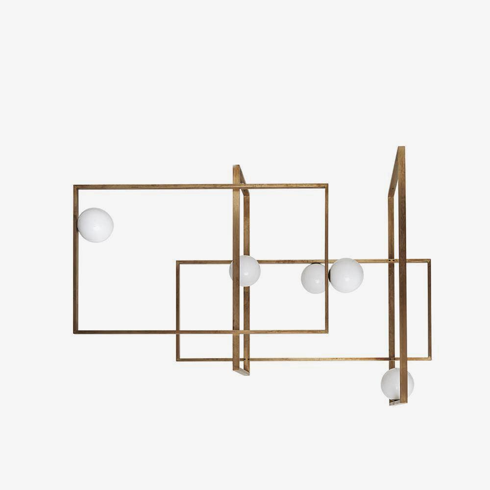 Veliiel lámpara de araña Mondrian vidrio latón Geométrico moderna