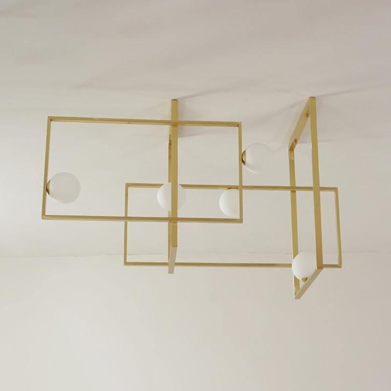 Veliiel lámpara de araña Mondrian vidrio latón Geométrico moderna