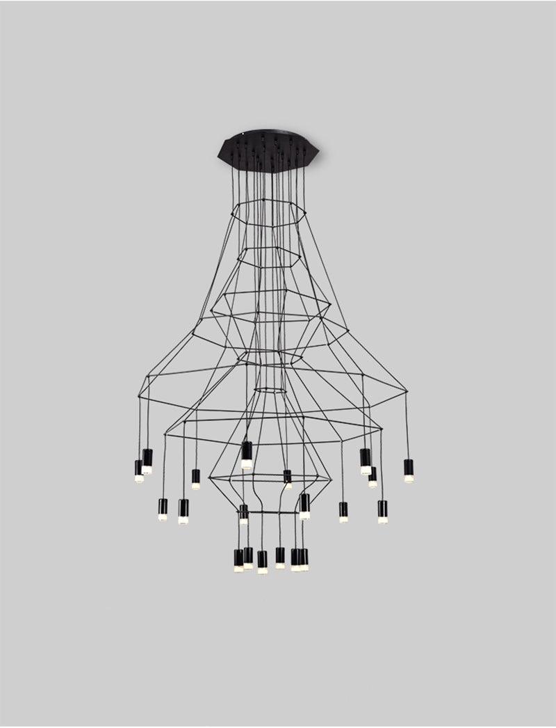 Tevenq lámpara de araña Lines negro Estructura Alambre LED