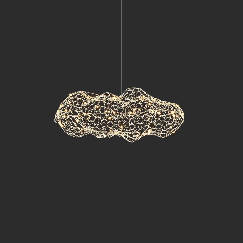 Rivelaine lámpara colgante Golden nube Weave en malla metálica dorada