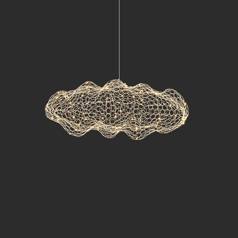 Rivelaine lámpara colgante Golden nube Weave en malla metálica dorada