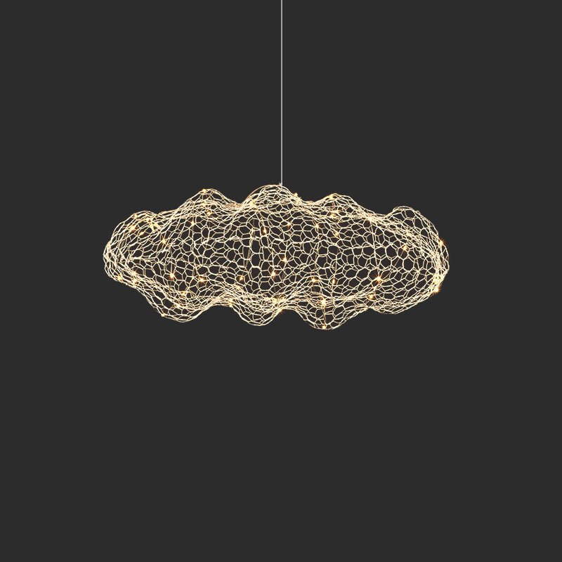 Rivelaine lámpara colgante Golden nube Weave en malla metálica dorada