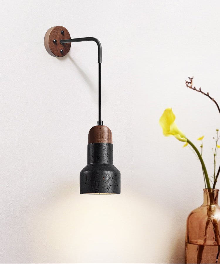 Alcarion aplique de pared vintage negro con cuerda de travertino