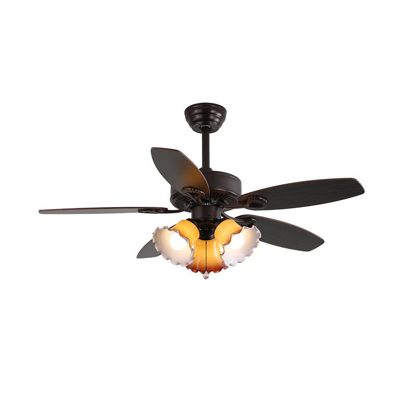 Elvael ventilador de techo con luz clásico de madera y vidrio