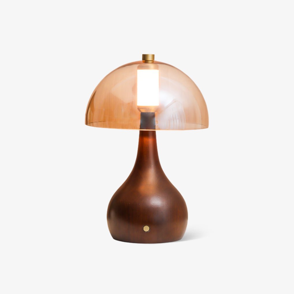 Aurae lámpara de mesa moderna de madera y vidrio